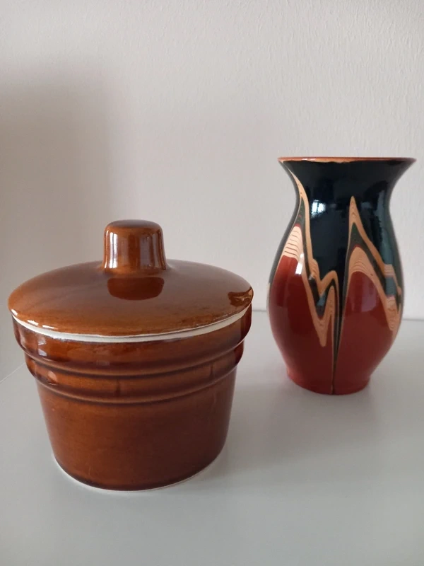 Stará kameninová dóza s vrchnákom 11,5x11,5 cm - 9