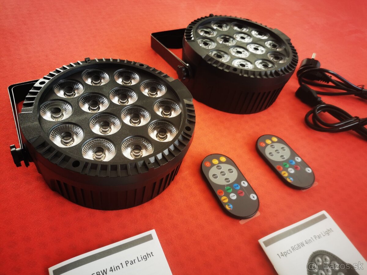 4ks led par reflektory RGBW-140W, diaľkové ovládanie + TAŠKA - 9