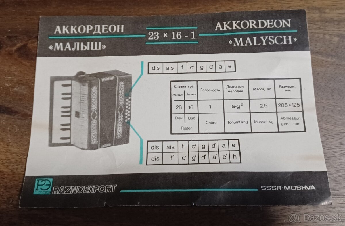 Starý akordeón, harmonika top stav. - 9