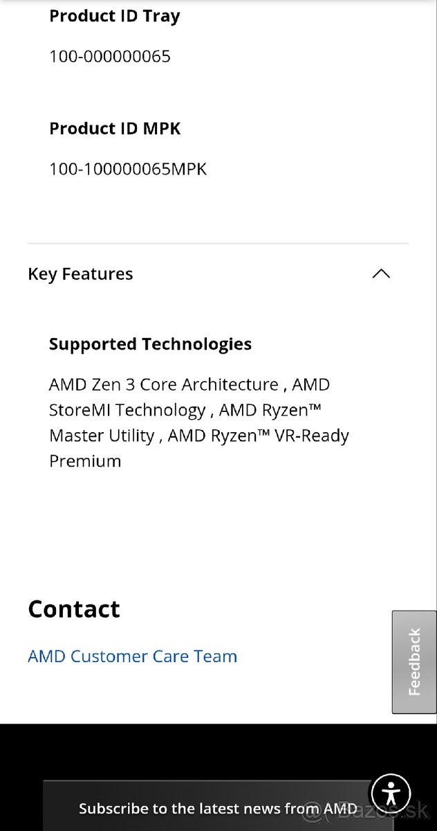 Predám procesor AMD AM4 Ryzen 5 5600x BOX - 9