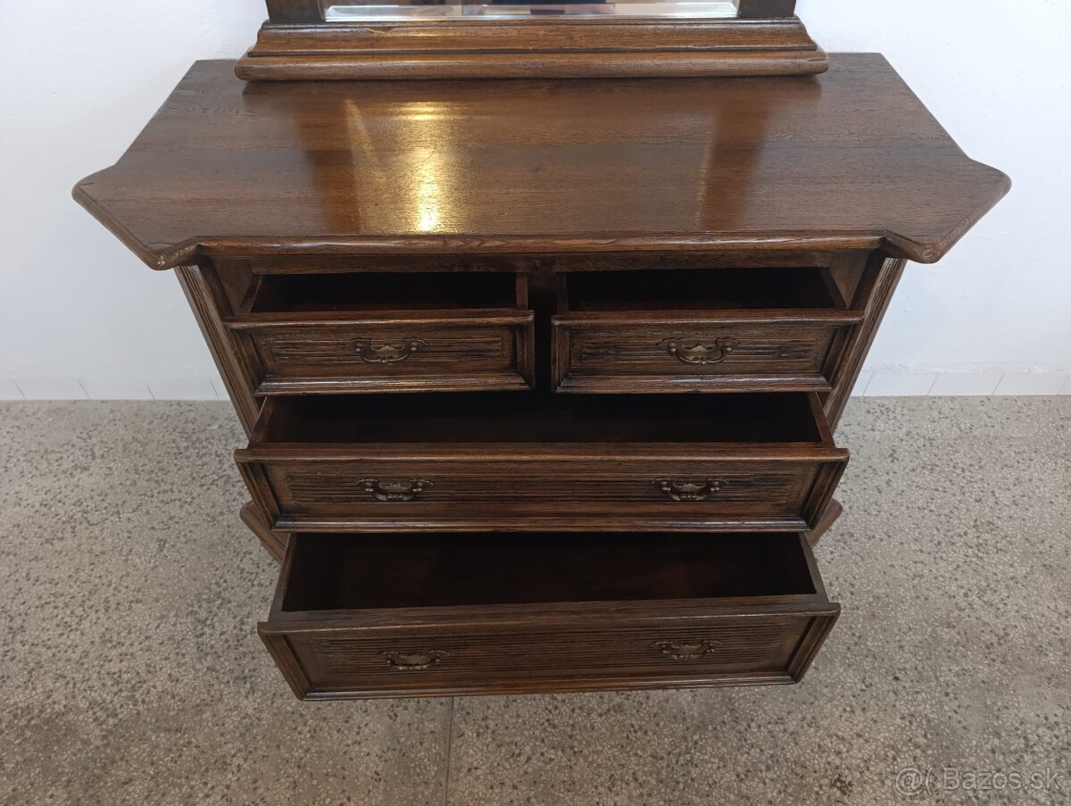 Starožitná komoda + zrcadlo, nábytek z masívu - 9