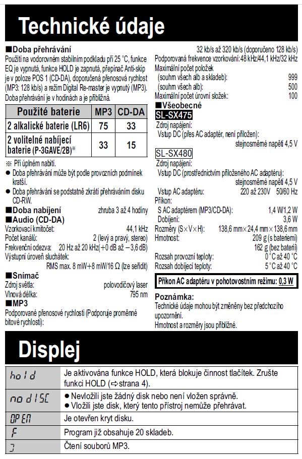 discman CD MP3 prehrávač Panasonic SL-SX480 - 9