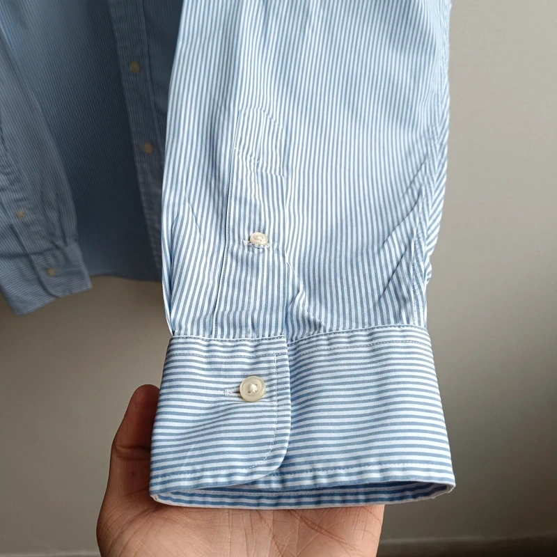 POLO Ralph Lauren modrá pruhovaná košeľa s dlhým rukávom XXL - 9