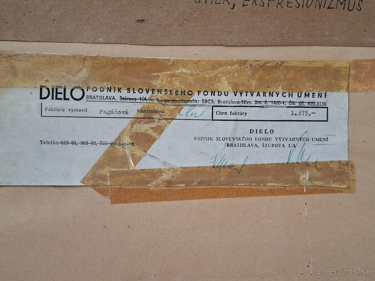 Predám starý obraz Krajina z jižní Moravy akvarel - 9