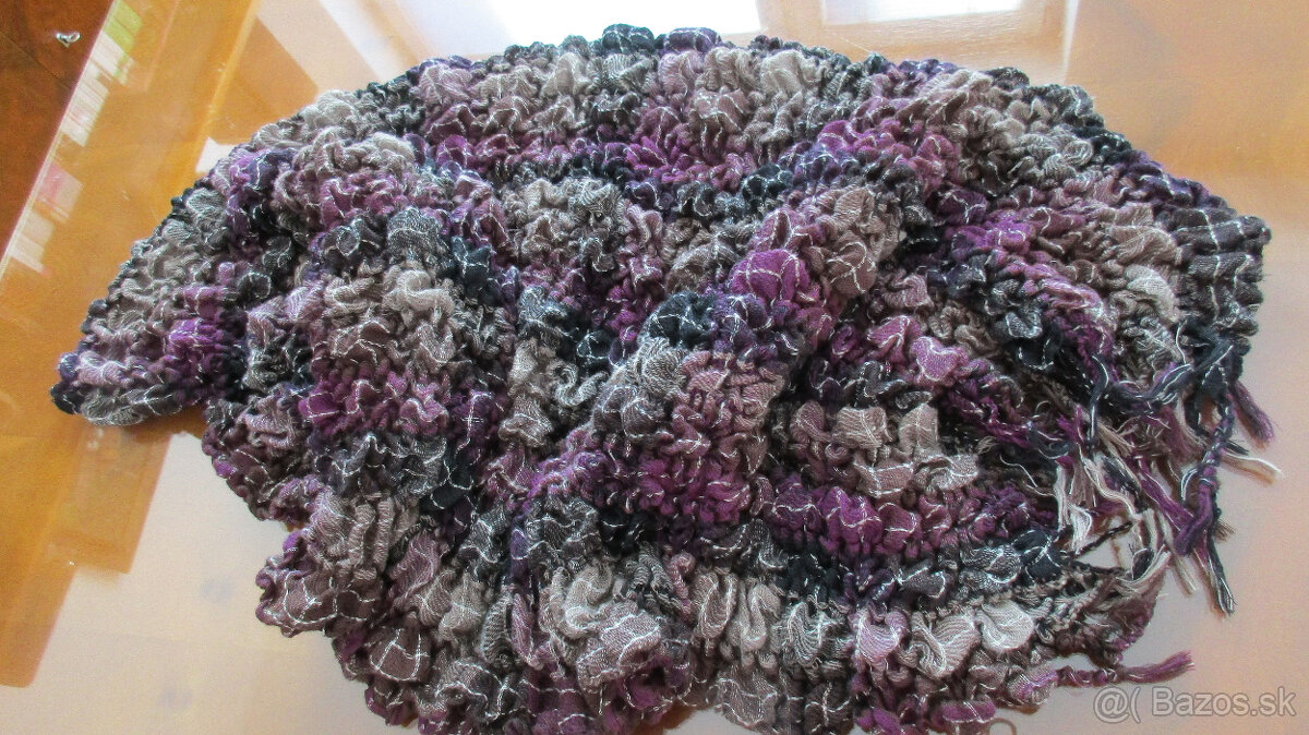 Šál dámsky, elastický fialovo hnedý_NOVÝ - 9