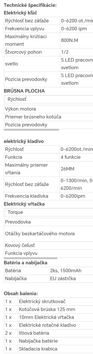 Aku set náradia 4ks, NOVÉ - 9