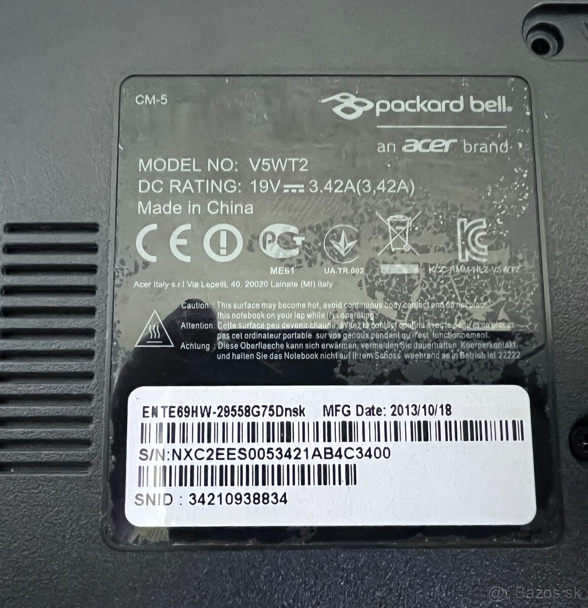 Packard Bell / Celeron 2955U / 4GB RAM / 120GB SSD / 15.6" - 9