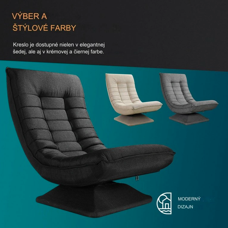 Relaxačné polohovacie a otočné kreslo - šedé, čierne, béžové - 9