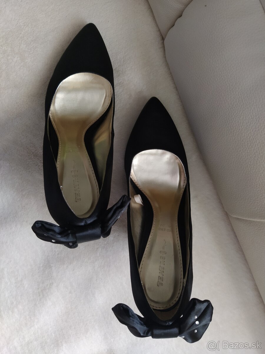 NOVÉ čierne saténové lodičky veľ. 36 (osobný odber) - 9