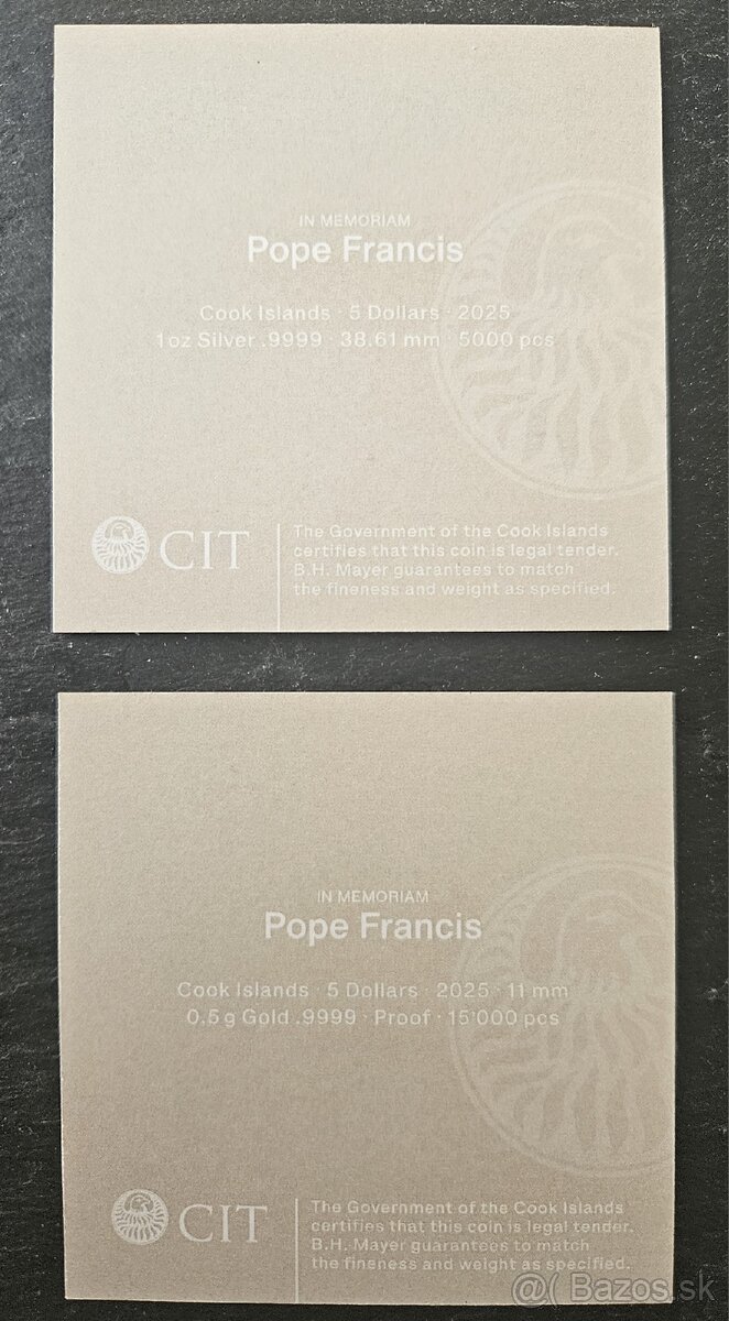 IN MEMORIAM Pápež František 1oz Ag a 0,5g Au mince - 9