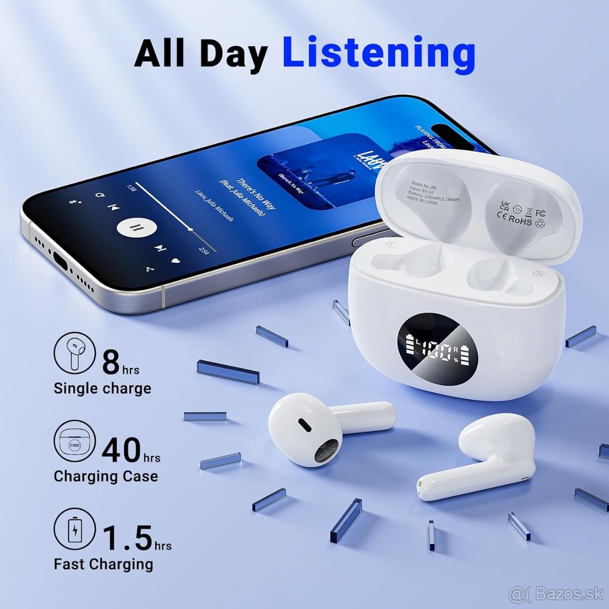 Bezdrôtové slúchadlá Godyse J90 - Bluetooth 5.3,ENC, IPX6 - 9