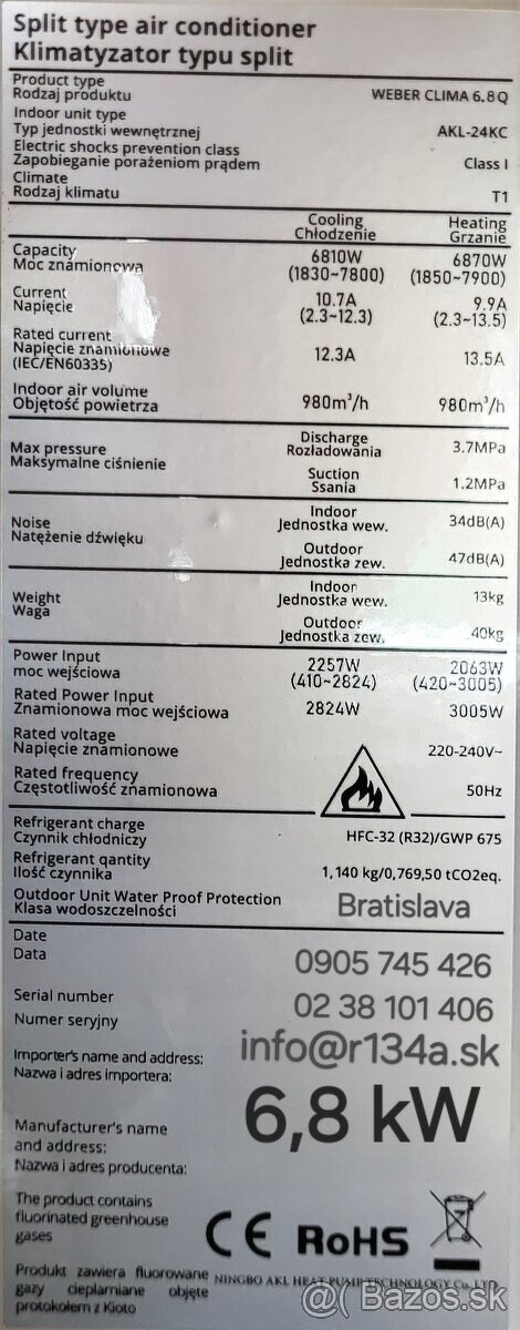 Klimatizácia NOVÁ WEBER wifi možnosť kúriť chladiť - 9