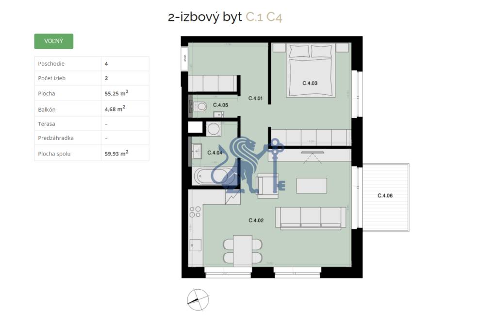Na predaj 2-izbový byt s balkónom - C4 - 9