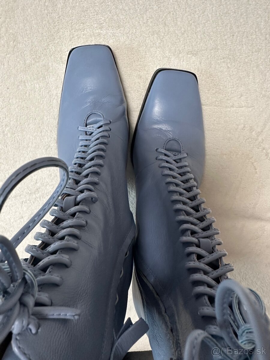 Modré kožené čižmičky zn. ZARA - 9