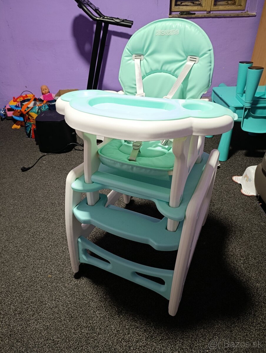 Detská jedálenská stolička tyrkysová - 9