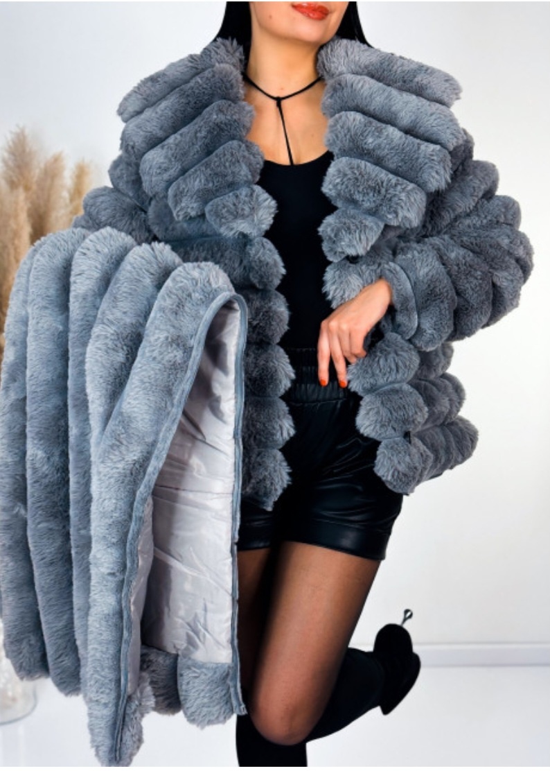 Nádherný nový kabat 2v1 M sivý - 9