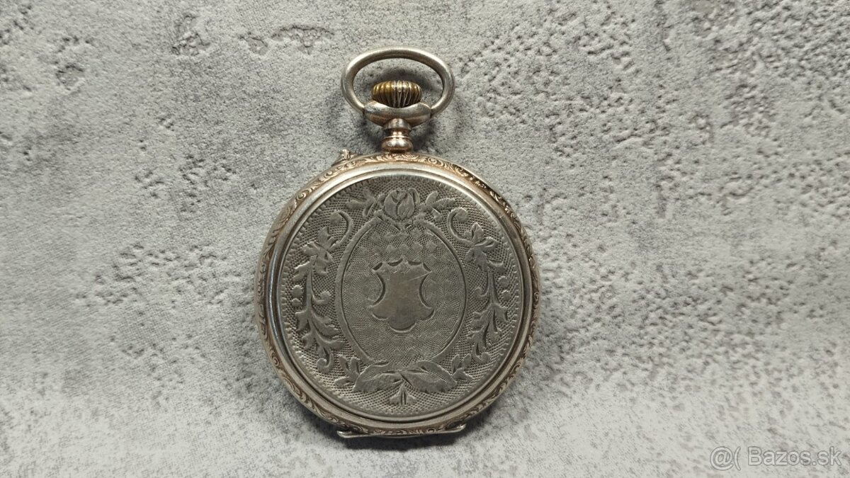 Starožitné pánské stříbrné zdobné kapesní tzv. štýrské hodin - 9