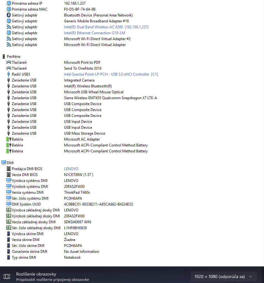 LENOVO Thinkpad T460s 14.1" + adaptér + dock - aj TOUCH - 9
