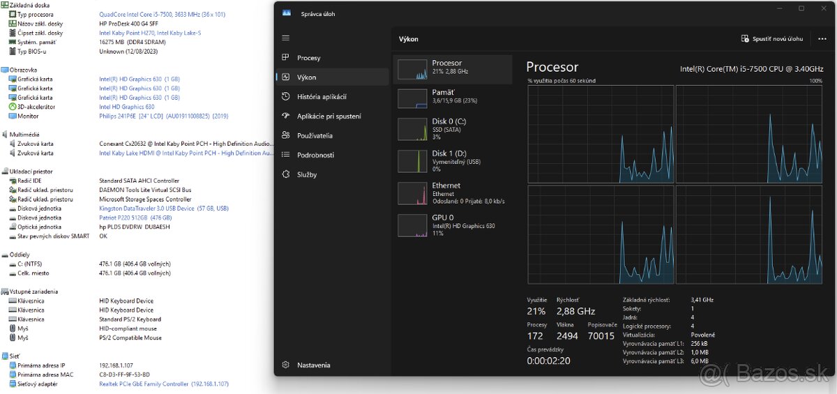 Počítač HP ProDesk 400 G4 SFF - i5 7500 / 16GB DDR4 - 9