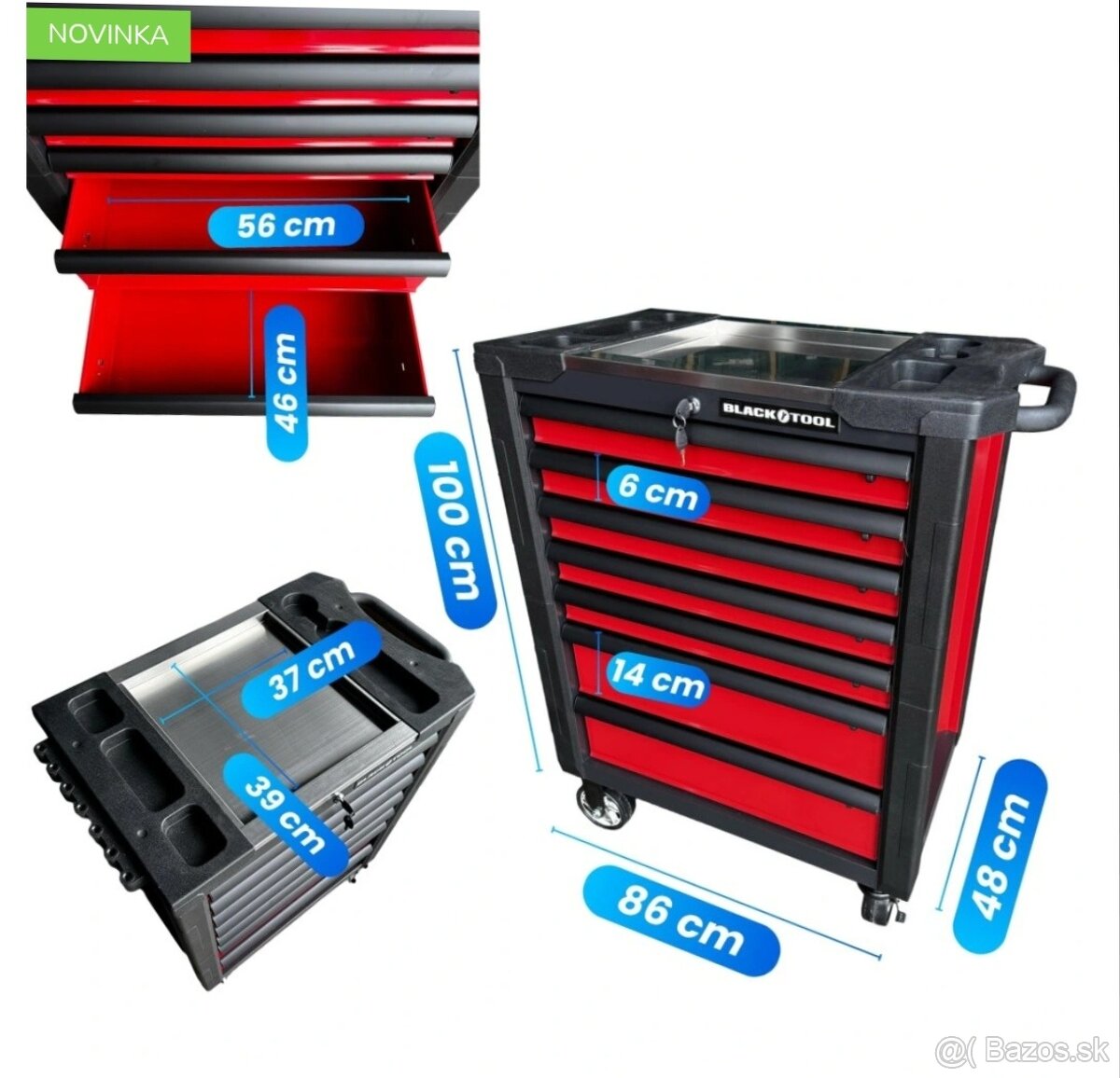 Dielenský vozík s 335 ks náradia,7 zásuviek - 9