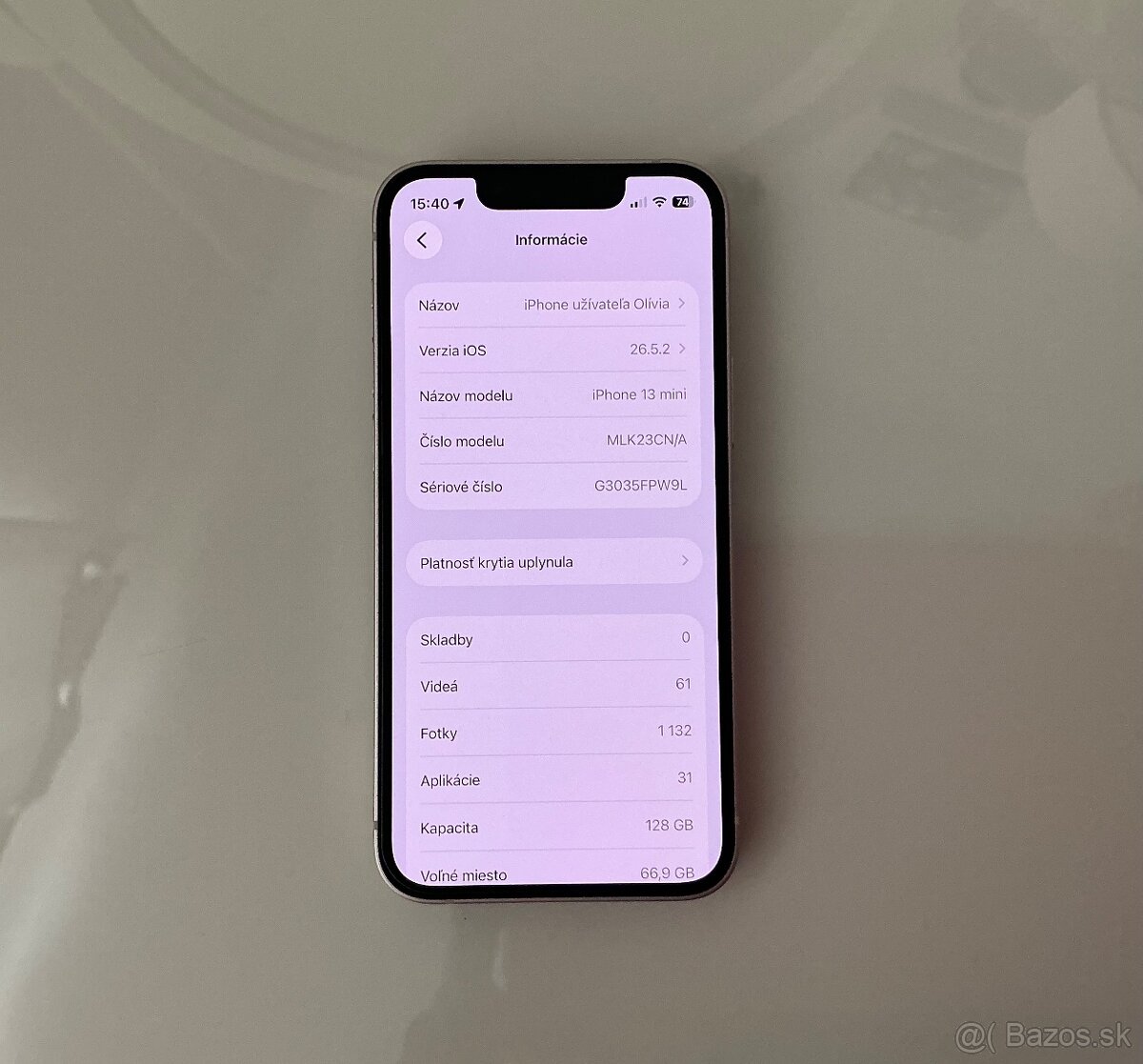 Predám Apple iPhone 13 mini 128GB- ružový - 9