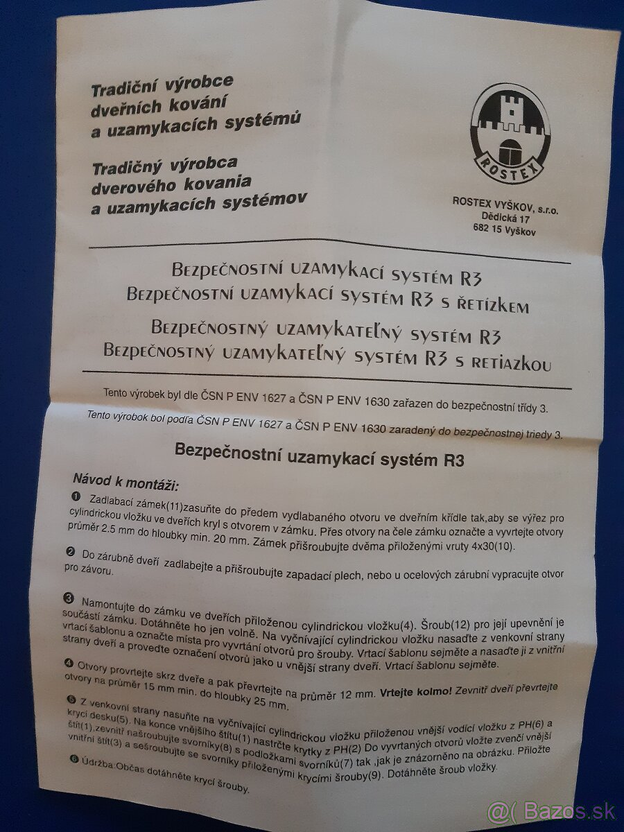 Kovanie na bezpečnostné dvere + vložka+zámok+retiazka - 9