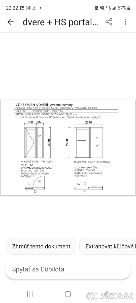 Predám vchodove dvere, francuzske okno profil 92 - 9