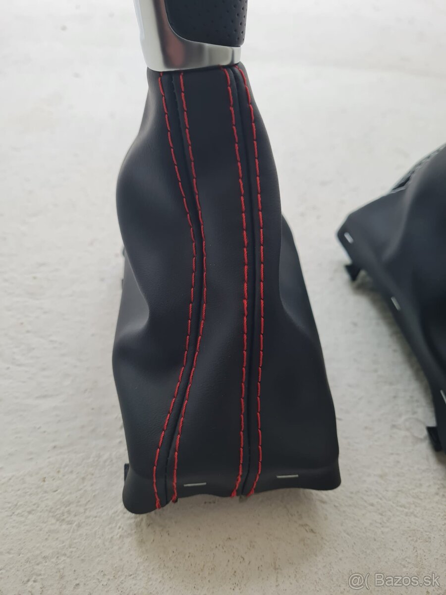 Radiaca páka pre automat AUDI / čierna biela červená nitka - 9