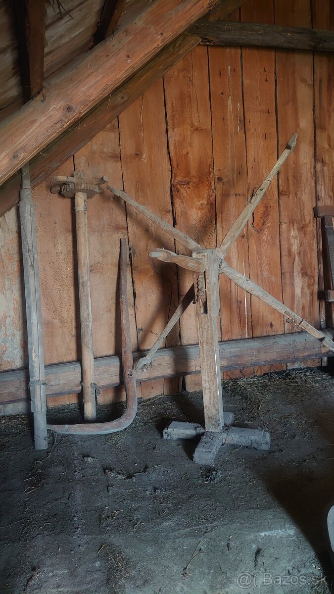 Tkáčsky stroj , Motovidlo,Kolovrátok, Drevený ponk - 9