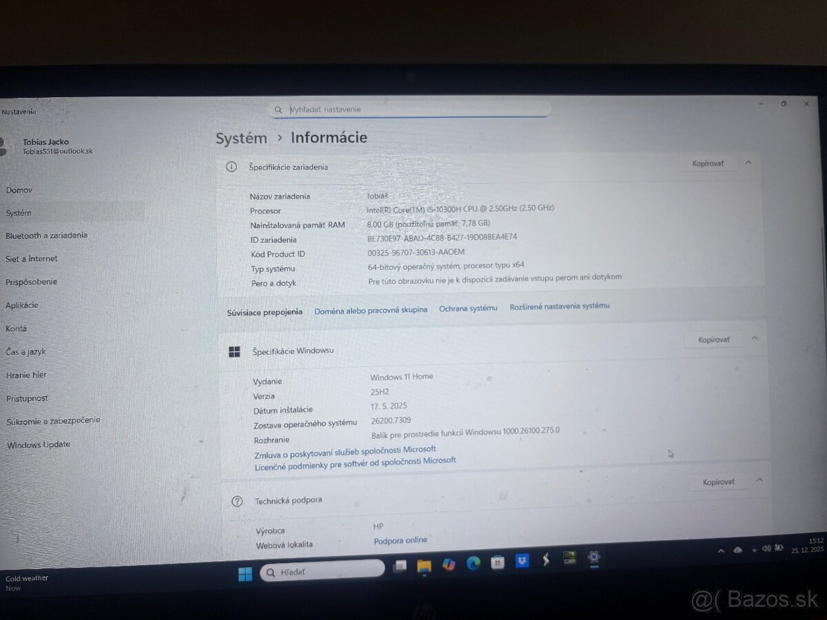 Predám herný laptop HP pavilion gaming 16 - 9