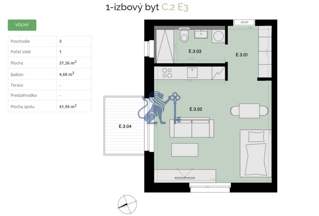 Na predaj 1-izbový byt s balkónom - E3 - 9