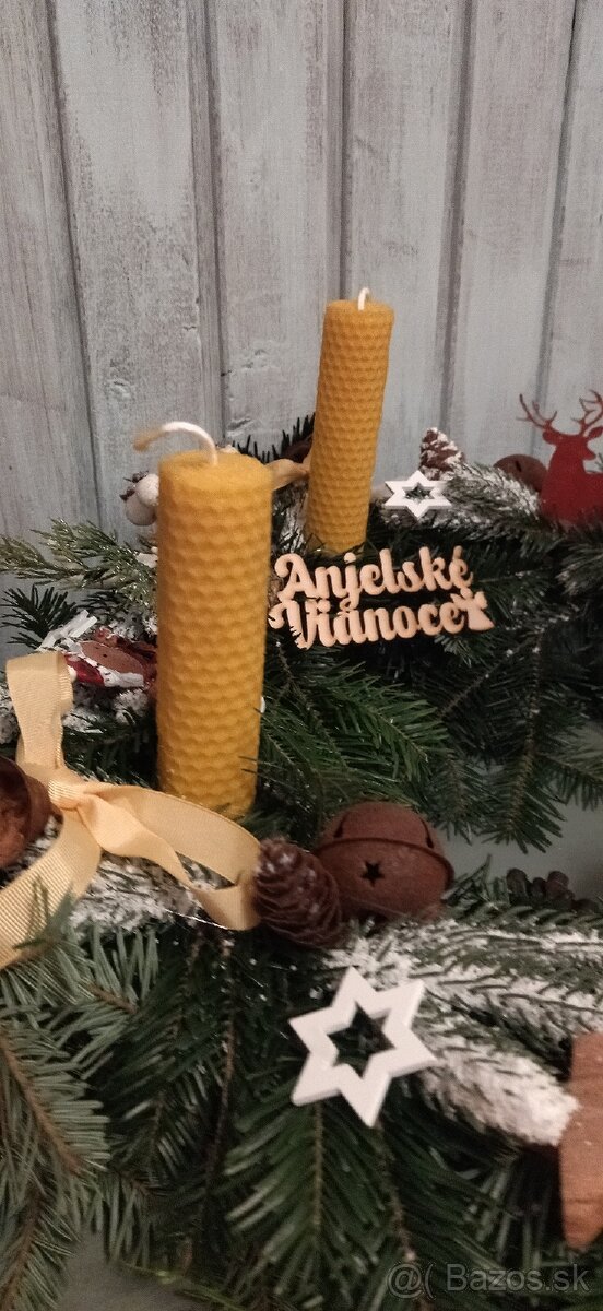 Adventný veniec zo zivej čačiny ,voňavý so sviečkami - 9