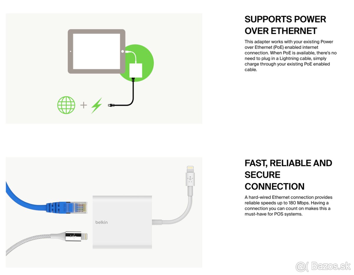 Belkin Lightning Ethernet adaptér – priamo pre iPad/iPhone - 9