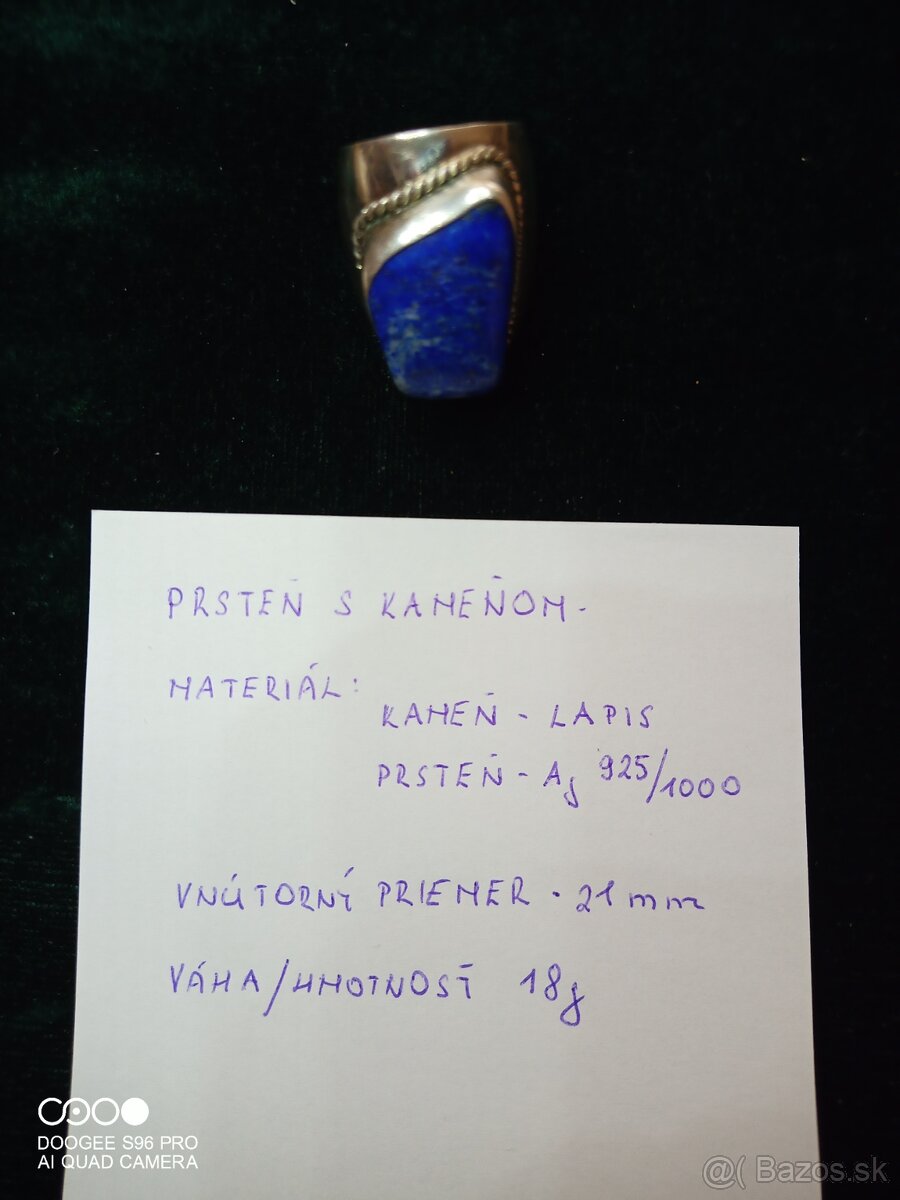 Strieborný prsteň s kameňom/Lapis/ - 9
