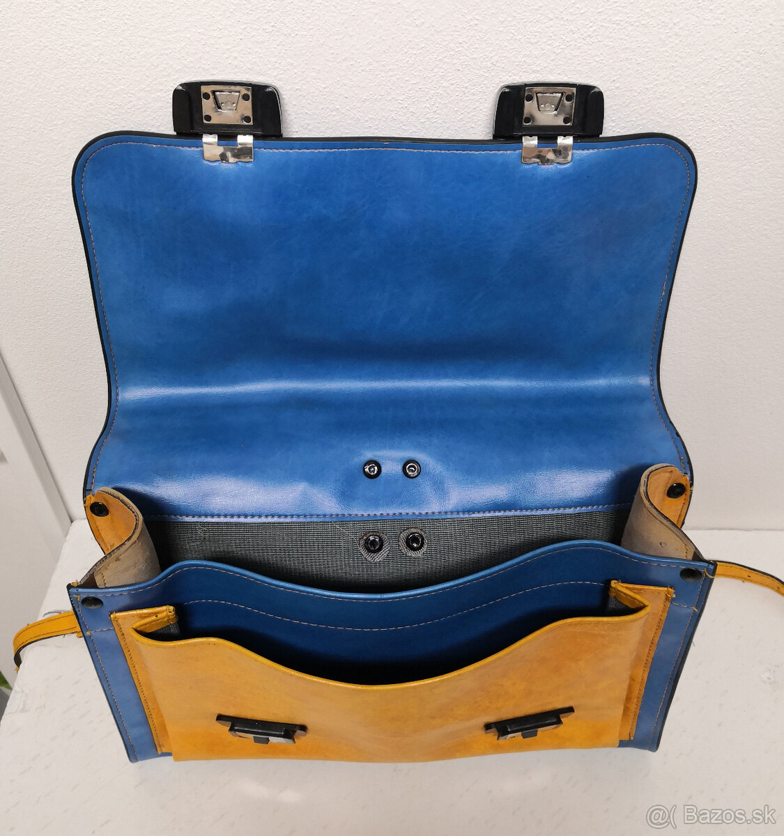 Retro školská taška s pravej kože zachovalá - 9