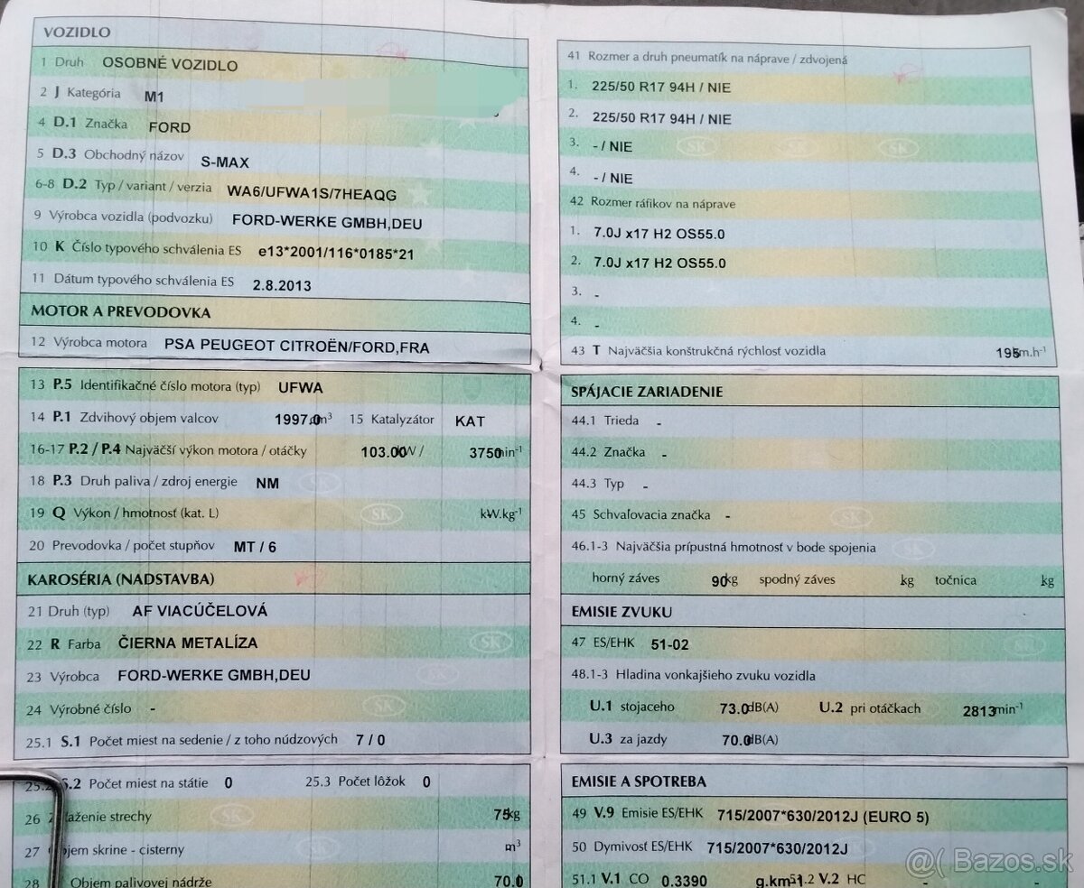 FORD S-MAX 2.0 TDCI 2014 predám MOTOR UFWA, ZADNÉ SVETLO, - 9