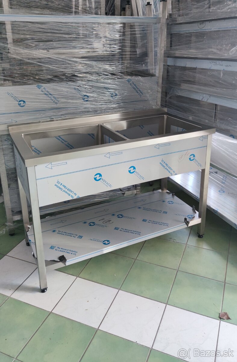 Umývacie gastro stoly, drezy a dvojdrezy s policou - 9