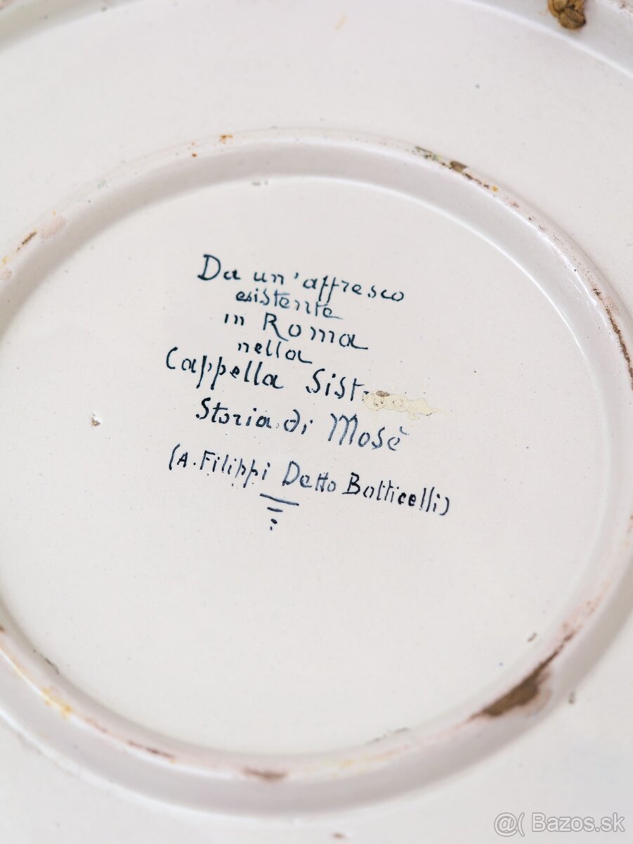 Obrí taliansky tanier s portrétom podľa Botticelliho 52 cm - 9