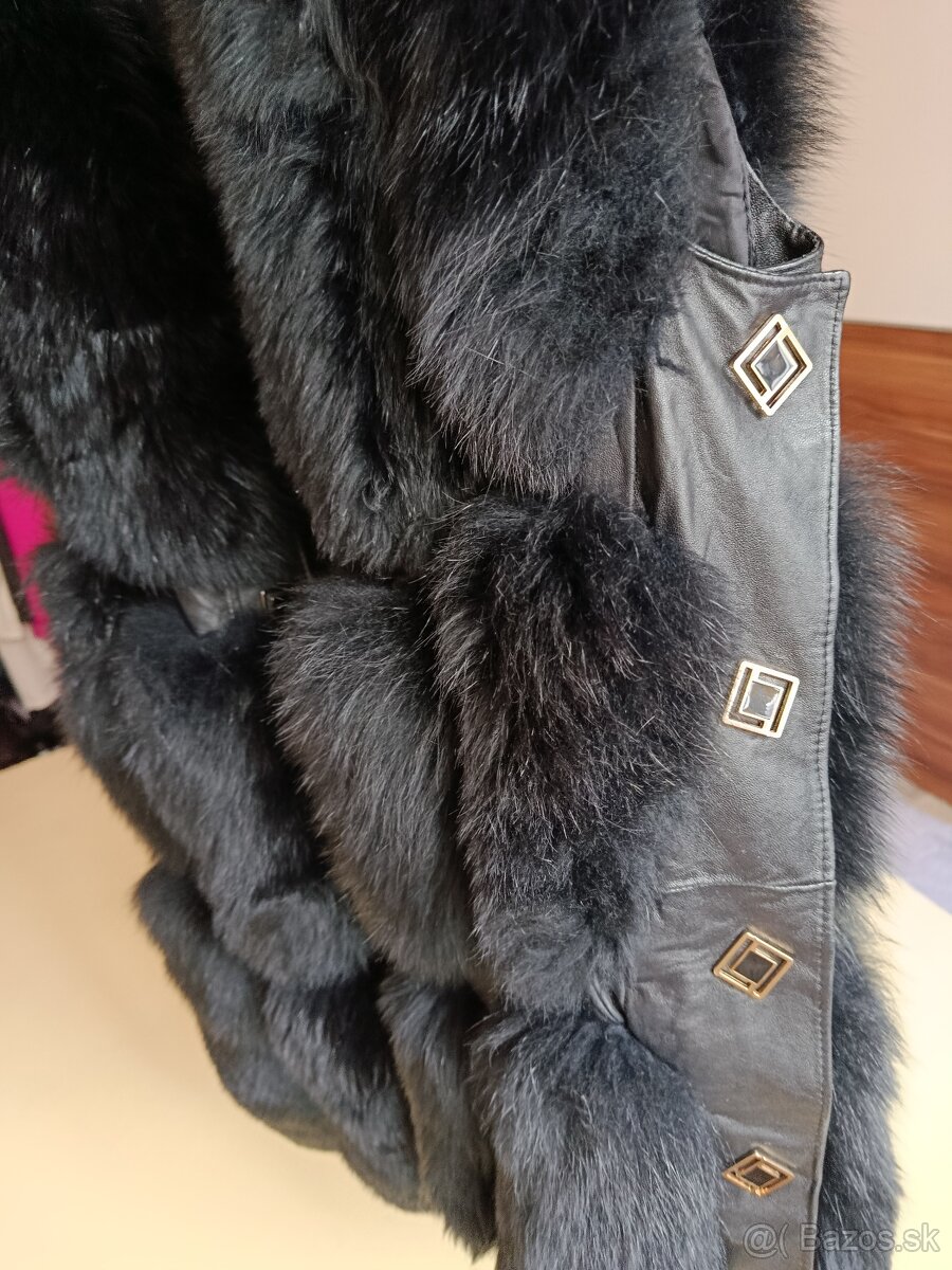 Čierna vesta - pravá koža a kožušina - 9