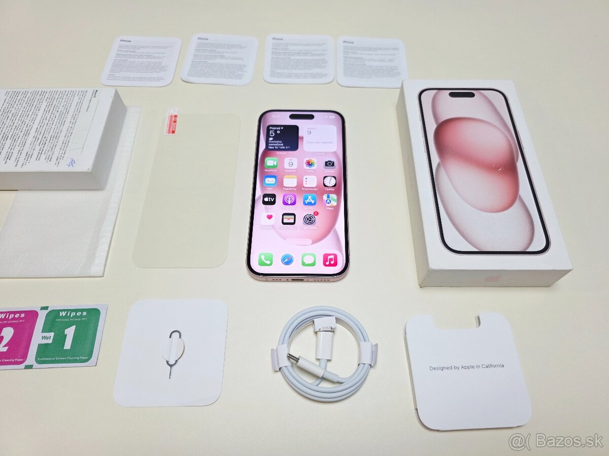 Apple iPHONE 15 PINK 128GB,TOP STAV - 9