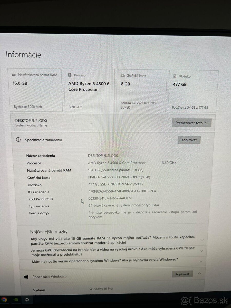 Predám herný PC Ryzen 5 RTX 2060 Super - 9