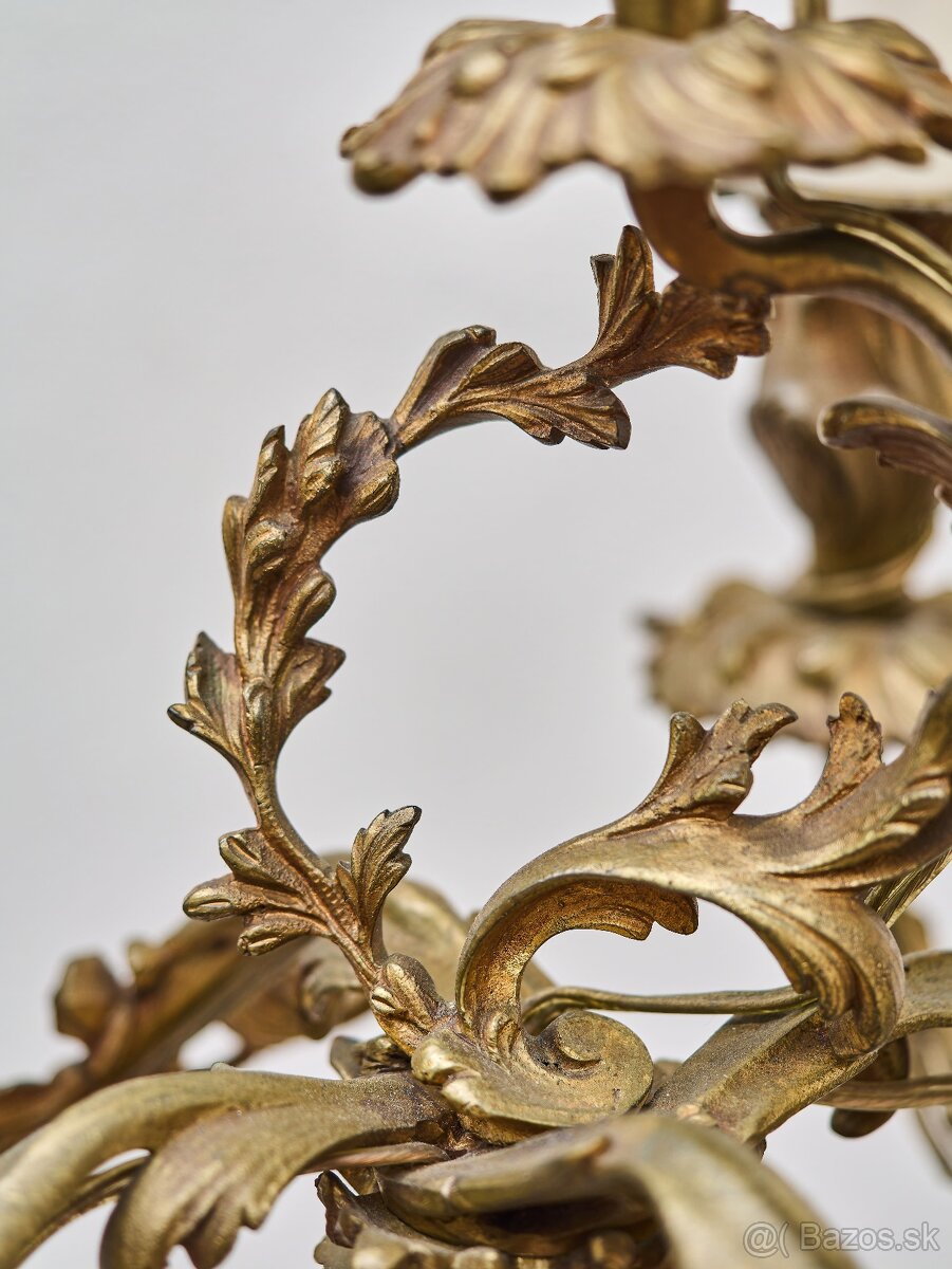 Párové bronzové svietniky z 19. storočia – elektrifikované - 9