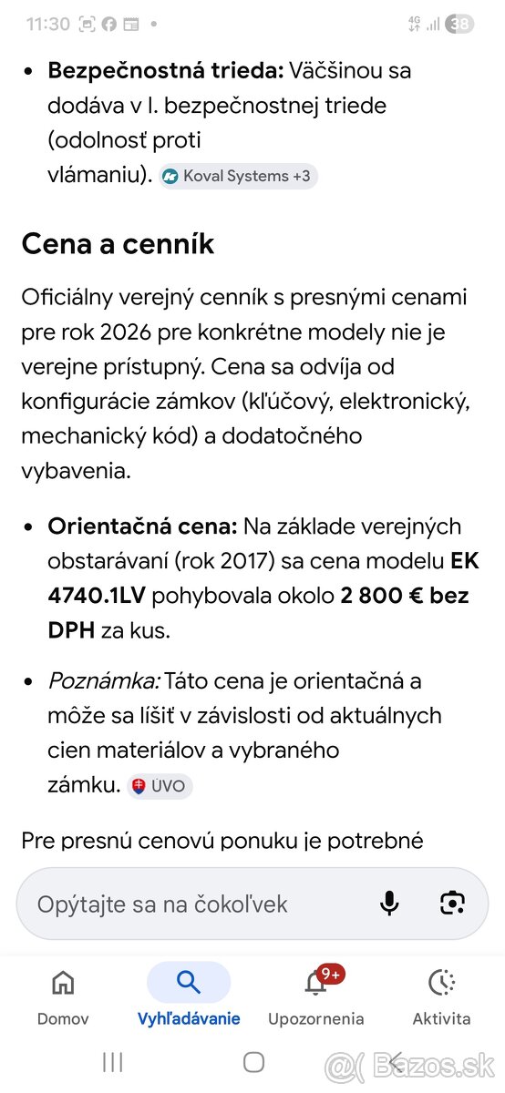 Trezorová skriňa norma STN - 9