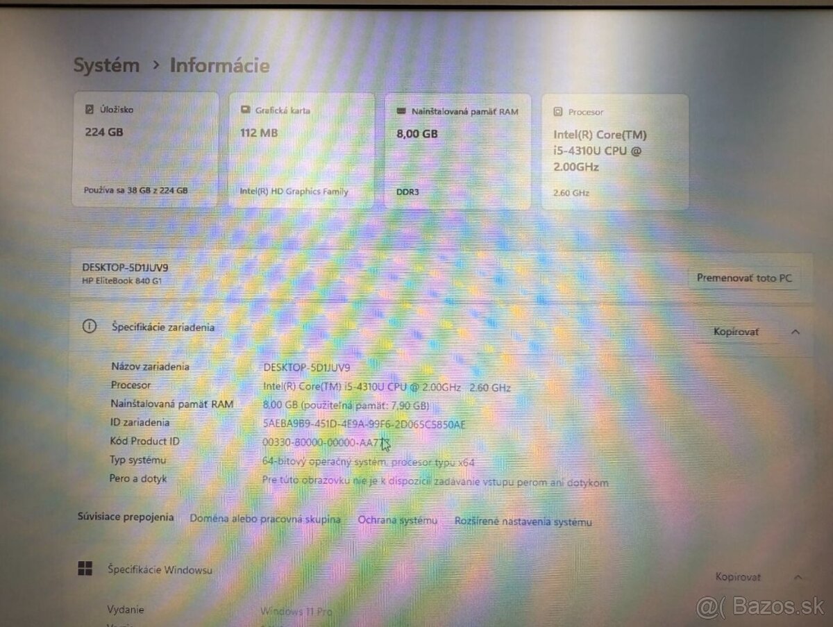 Notebook HP 840 G1 / i5 / 8GB RAM / 256GB SSD / W11 - 9