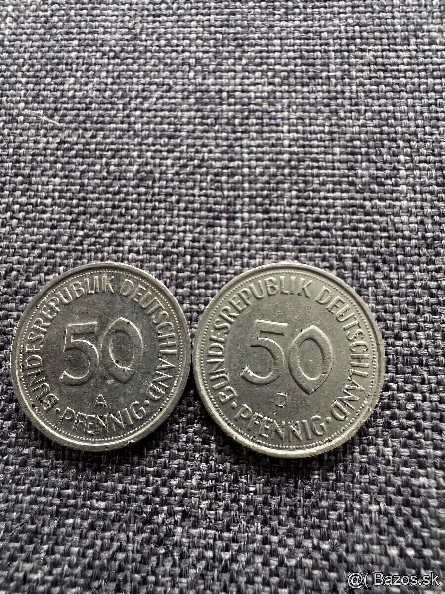 Nemecko - 50 Pfennig 7 ks : 1950, 1966, 1979, 1990, 1992 - 9