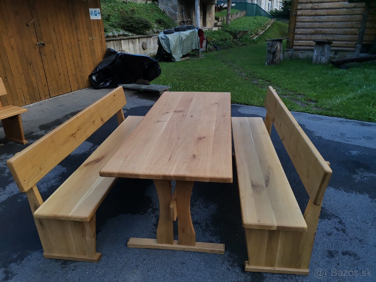 Masívne stoly s lavicami - 9