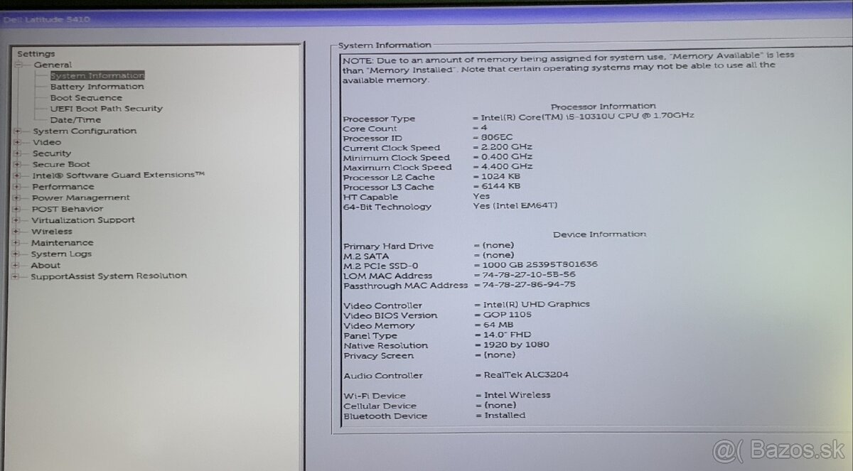 Predám notebook Dell Latitude 5410 i5 32GB RAM 1TB SSD - 9