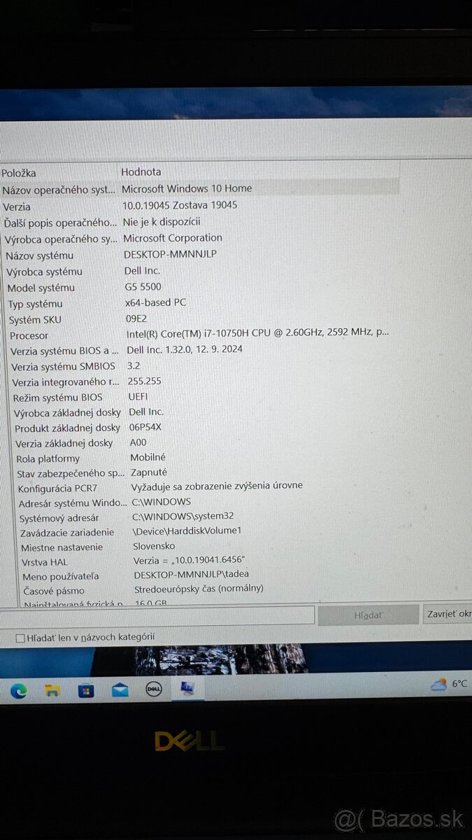 Predám notebook Dell G5 15-5500 - 9