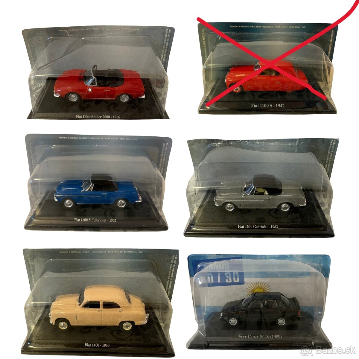 Kovové, zberateľské modely FIAT, mierka 1:43 - 9