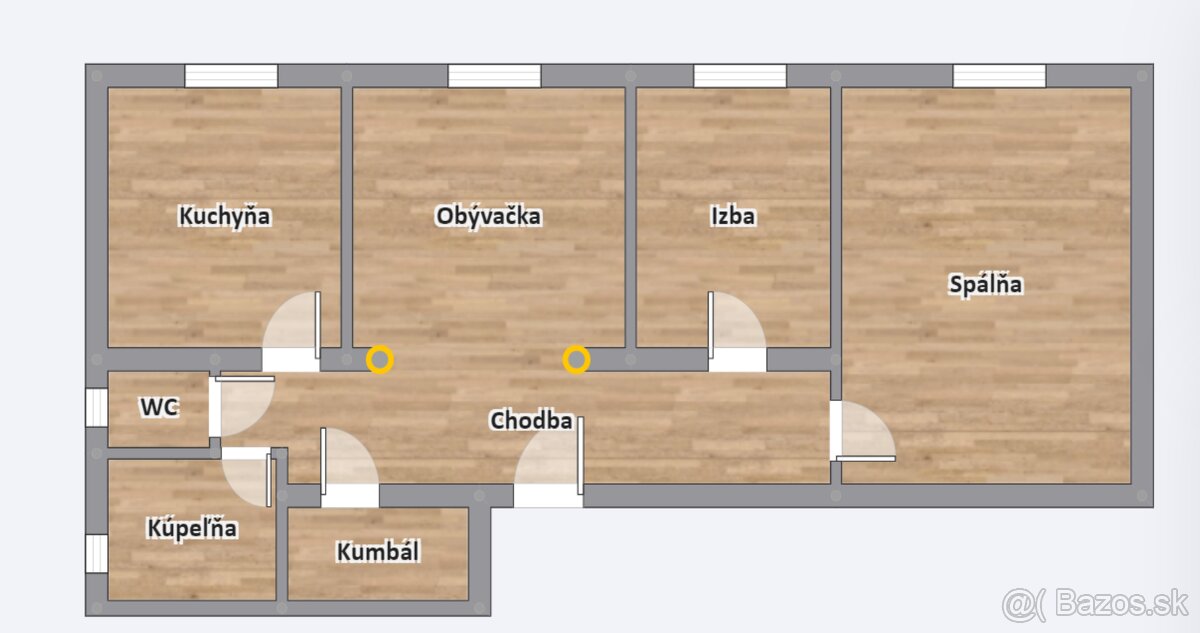 REZERVOVANÉ: Veľkometrážny 80m2 - 3 izbový byt Dlhá nad Kysu - 9